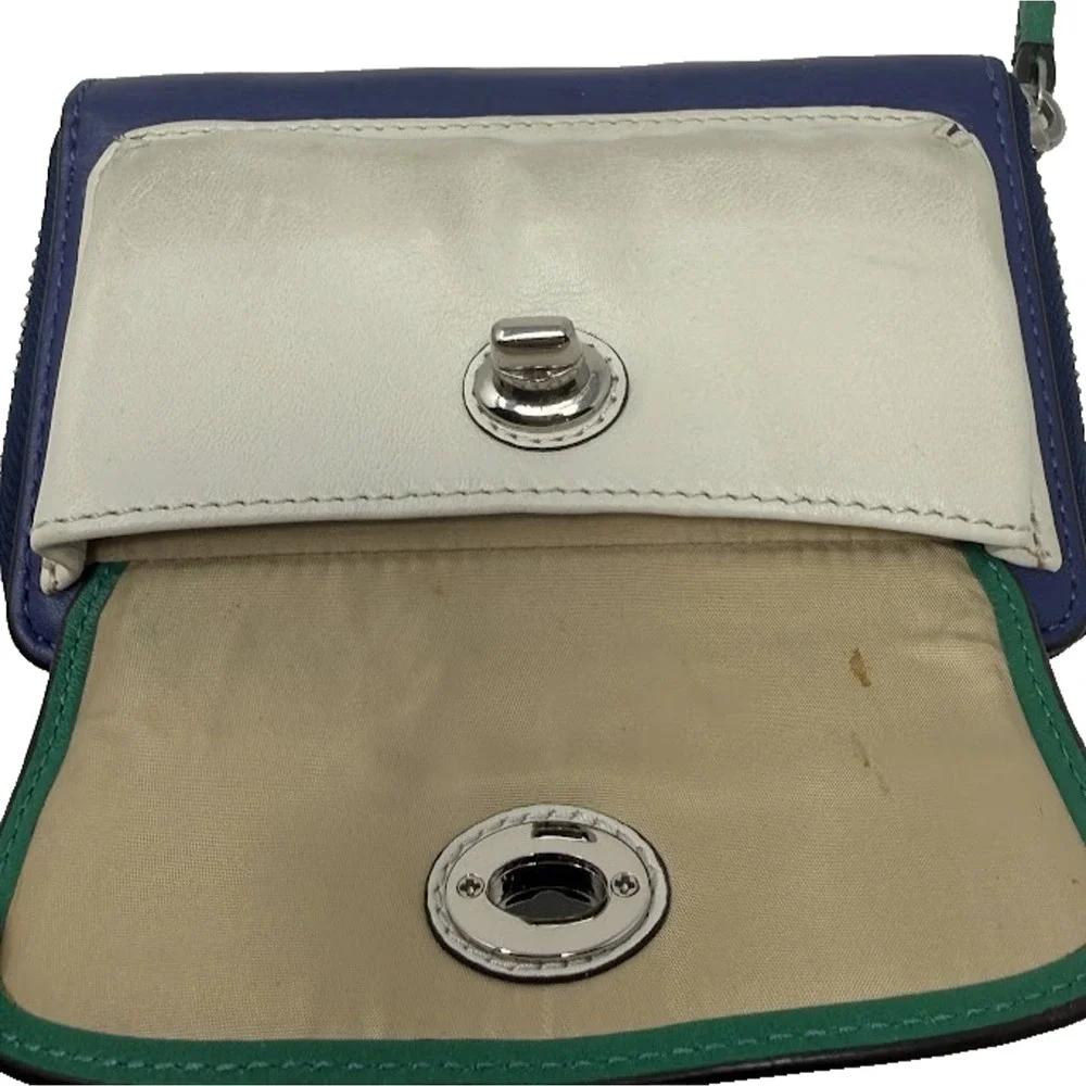 Coach Colorblock Leather Zip Around Wristlet Wallet Turnlock